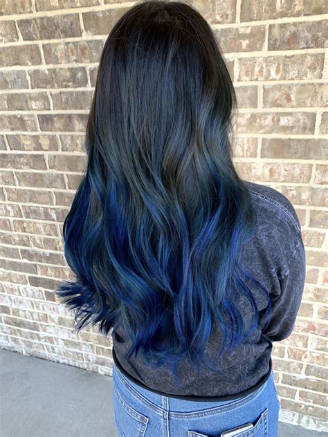 brunette with blue highlights